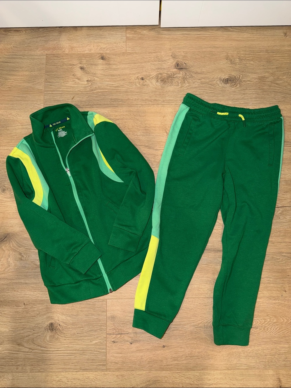 tek gear Green Track Jacket & Joggers with Yellow Accents